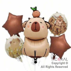 SET DE GLOBOS METALIZADO CAPIBARA 5 UNIDADES X 1